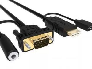 Cablu HDMI cu chip la VGA cu audio si alimentare micro USB 1.8m WELL