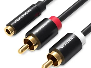 Cablu Jack 3.5 mm mama - 2x RCA tata 1m aurit negru Vention VAB-R01-B100