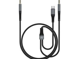 Cablu Jack 3.5 mm - USB type C + Jack 3.5 mm 1m negru XO-NB178B