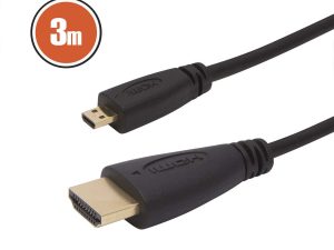 Cablu micro HDMI - HDMI 3m 1080p 10.2Gbps 30AWG placat cu aur Delight 20425