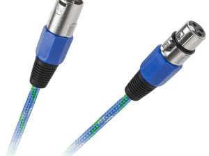 Cablu microfon XLR mama-tata 3m textil albastru Cabletech
