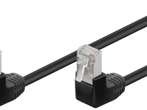 Cablu Patch CAT5e 2x RJ45 90 FTP 0.5m negru pentru Conectare retea /Ecranat /Protectie la indoire 96077 Goobay