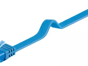 Cablu plat Cat6A UTP 3m 500MHz RJ45 cupru albastru Goobay
