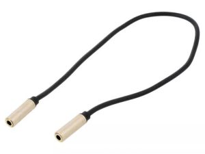 Cablu prelungire audio stereo Jack 3.5 mm mama-mama 0.3m aurit negru VENTION BFABY