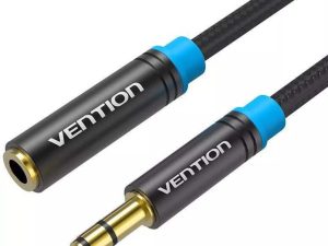 Cablu prelungitor audio Jack 3.5 mm stereo mama-tata 1.5m negru VENTION VAB-B06-B150-M