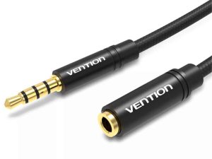 Cablu prelungitor audio stereo 4 pini Jack 3.5 mm mama-tata 5m aurit negru VENTION BHBBJ