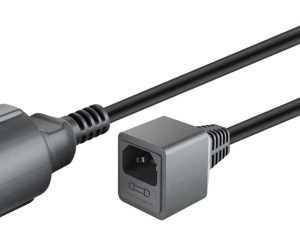 Cablu prelungitor Schuko mama la tata IEC C14 1.5m 10A cupru 3x1mm negru 55528 Goobay