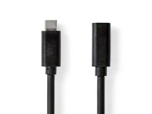 Cablu prelungitor USB3.2 Gen 1 type C tata - USB type C mama 1m 4K60Hz 60W negru Nedis CCGL64010BK10