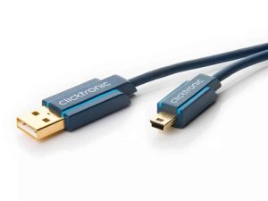 Cablu Profesional 1m mini USB 2.0 - USB Hi-Speed 480Mbit/s OFC cupru fara oxigen aurit Clicktronic