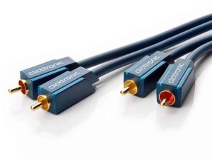 Cablu Profesional OFC RCA mufa x2 din ambele parti 1m Placare aurit albastru CLICKTRONIC 70377