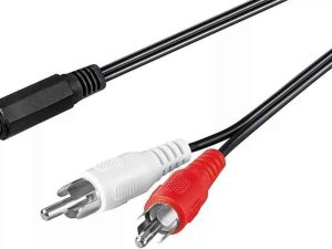 Cablu RCA mufa tata x2 - Jack 3.5 mm 3 pini mama 1.4m Goobay