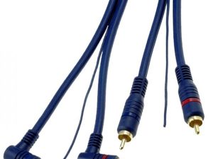 Cablu RCA x2 tata - RCA x2 la 90 grade tata 5m dublu-ecranat cu fir remote albastru RCA-HQ2.500.2 4CarMedia