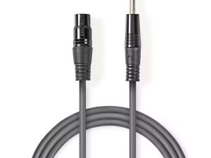 Cablu stereo XLR 3 pini mama - JACK 6.35 mm tata 10m gri NEDIS