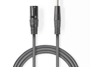 Cablu stereo XLR 3 pini tata - JACK 6.5 mm tata 5m gri Nedis