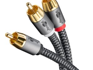 Cablu subwoofer premium flexibil RCA Y 10m RCA tata - 2x RCA tata negru Goobay Plus 65303