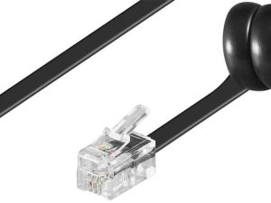 Cablu telefonic spiralat RJ10 4P4C 2m negru