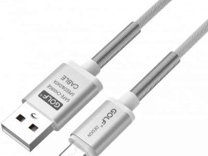 Cablu Thunder Micro USB Golf 40M argintiu 1m 2.4A Fast charging