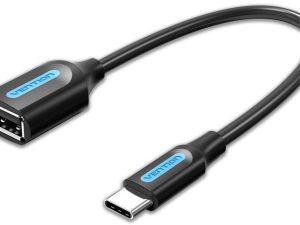 Cablu USB 2.0 A mama - USB type C tatat 15cm cupru ecranat negru VENTION CCSBB