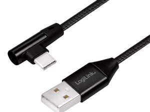 Cablu USB 2.0 A mufa tata - USB Type C mufa tata in unghi 0.3m LOGILINK CU0137