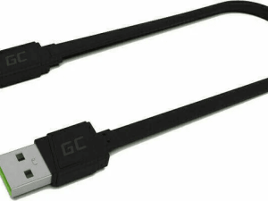 Cablu USB 2.0 A mufa - USB type C mufa 0.25m plat negru Green Cell KABGC03
