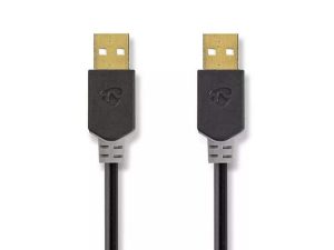 Cablu USB 2.0 A tata - A tata 2m Hi-Speed 480Mbps antracit Nedis