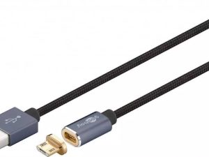 Cablu USB 2.0 cu mufa magnetica micro USB 1.2m negru Goobay