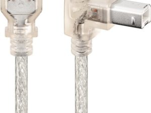 Cablu USB 2.0 HI-SPEED 0.48Gbit/s tata tip A la USB 2.0 tata tip B 90 grade imprimanta 0.5m transparent 93575 Goobay