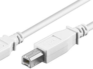 Cablu USB 2.0 Hi-Speed USB tip A tata - USB tip B tata 1m alb cupru Dublu ecranat Goobay 96186
