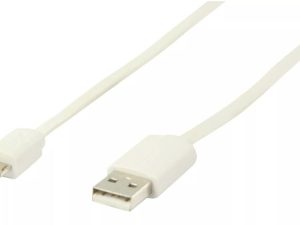 Cablu USB 2.0 USB A tata - micro USB B tata plat 1m alb Valueline