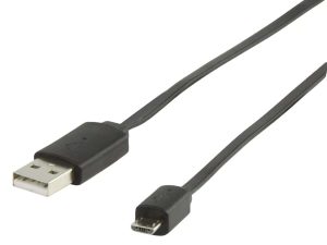 Cablu USB 2.0 USB A tata - micro USB B tata plat 1m negru Valueline