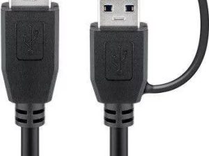Cablu USB 3.0 A tata cu adaptor USB A tata la USB Type C tata 0.5m 5Gbit/s negru Goobay