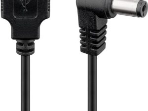 Cablu USB - DC 5.5 x 2.1 mm 90 grade 1.5m negru Goobay 55159
