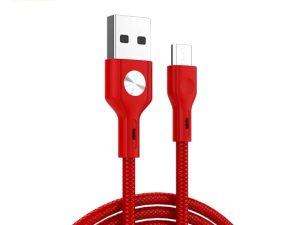 Cablu USB la micro USB Golf CD Leather 3A 1m rosu GC-60m