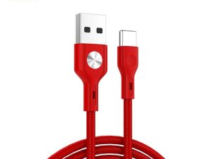Cablu USB la USB Type C Golf CD Leather 3A rosu 1m GC-60t