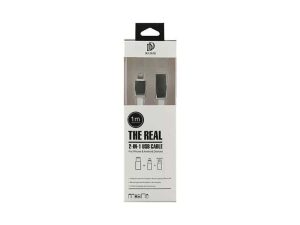 Cablu USB My-Magic 2in1 Micro USB sau Lightning alb 1m plat