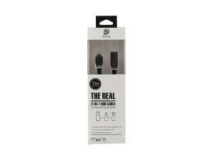 Cablu USB My-Magic 2in1 Micro USB sau Lightning negru 1m plat