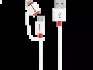 Cablu USB Skross Essentials Line 2 in 1 cu conector micro USB - lightning alb 1m