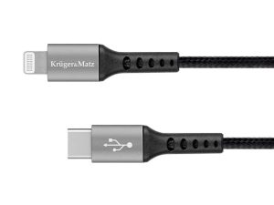Cablu USB type C - Lightning certificat MFI 1m 3A bumbac OFC Kruger&Matz