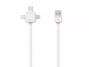 Cablu USB Type C micro USB Lightning 1.5m alb Allocacoc