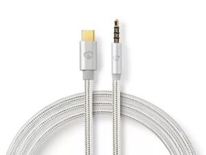 Cablu USB TYPE C tata - Jack 3.5 mm tata 1m aurit argintiu Nedis