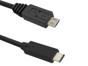 Cablu USB2.0 B micro USB mufa tata - USB type C mufa tata 1.2m negru QOLTEC 50476
