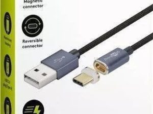 Cablu USB2.0 cu mufa magnetica USB Type C 1.2m negru Goobay