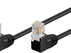 Cablu UTP Cat5e patch cord 0.5m RJ454-RJ45 cu mufe cotite negru Goobay