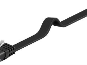 Cablu UTP CAT6 plat mufat 0.5m negru patchcord cupru 2x RJ45 Goobay