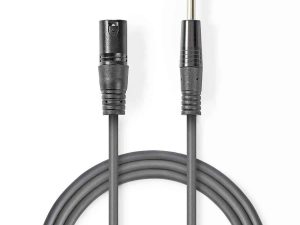 Cablu XLR stereo Nedis XLR 3pini tata - Jack 6.3 mm tata 1.5m gri