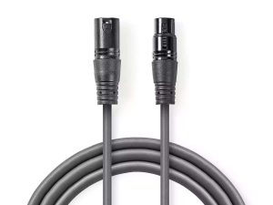 Cablu XLR stereo Nedis XLR 3pini tata - XLR 3pini mama 1.5m gri