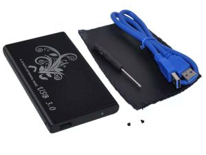 Carcasa HDD 2.5" SATA USB Type C 3.1 include surubelnita cablu husa piele artificiala negru