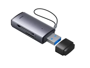 CARD READER extern Baseus Lite WKQX060013 USB 3.0 citeste /scrie SD /microSD 480Mbps maxim 512GB metalic gri