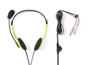 Casti PC On-Ear Nedis 2x3.5 mm 2m verde cu microfon