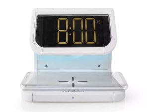 Ceas cu alarma Nedis incarcator wireless Qi lumina multicolora alb